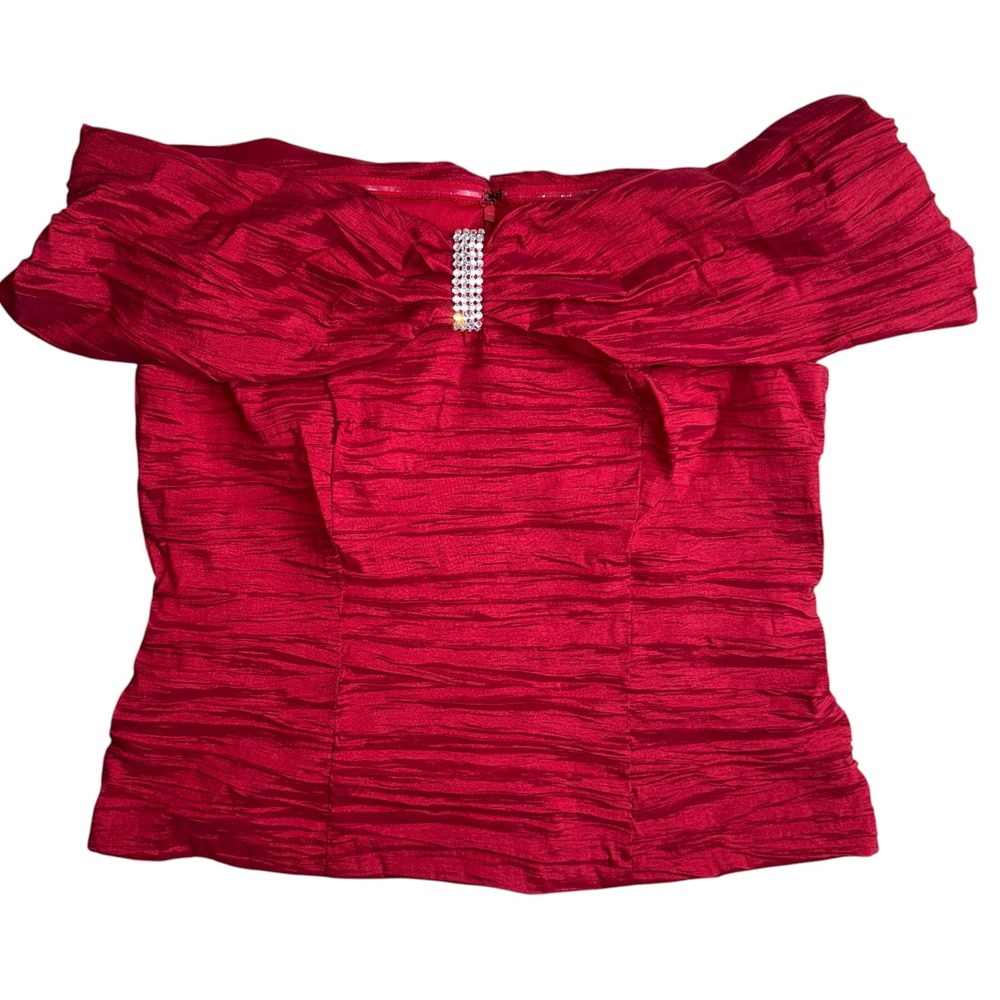 Alex Evenings Womens Large Red Off The Shoulder Scuba Crepe Sheath Top NWT‎